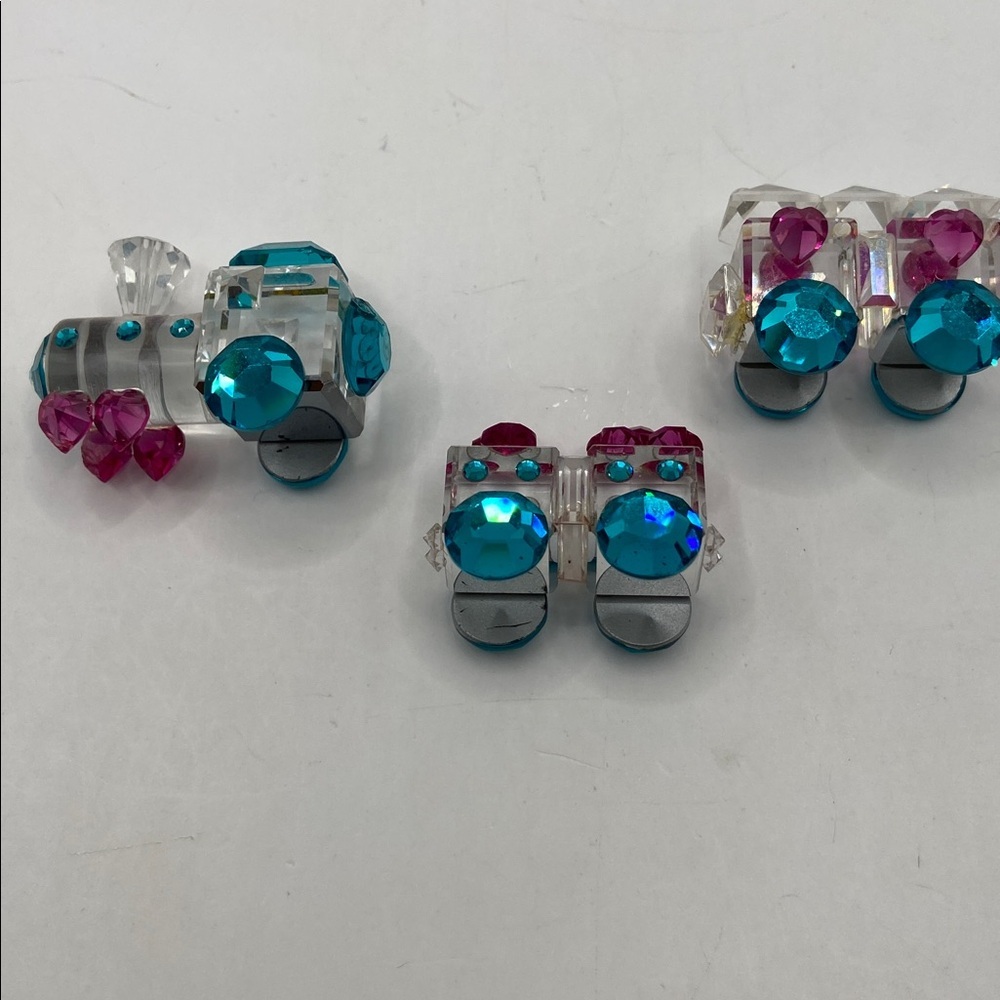 Vintage Crystallite Crystal Miniature Crystal 3 Pc Train Set With Mirror Base - Picture 10 of 10